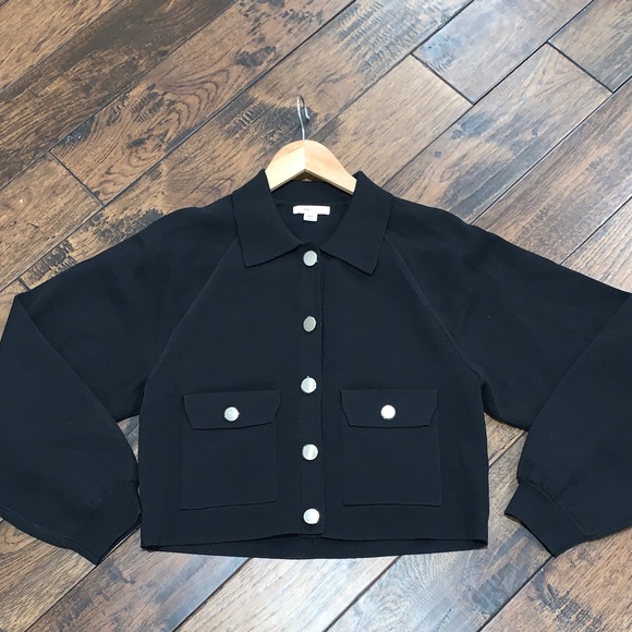 RW&CO. Jackets & Blazers - RW&CO. Black Cropped Boxy Blazer with Silver Buttons